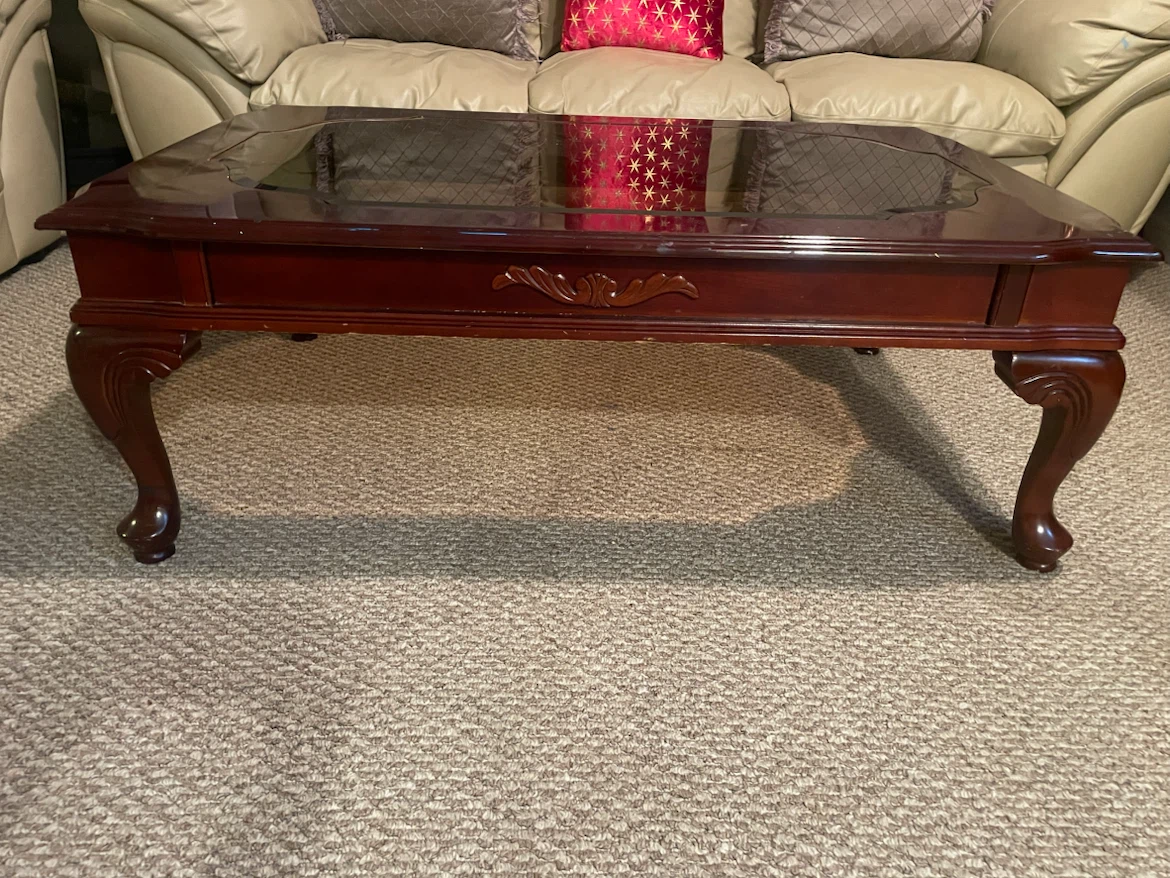 Wooden Coffee Table with Glass Insert - photo 2