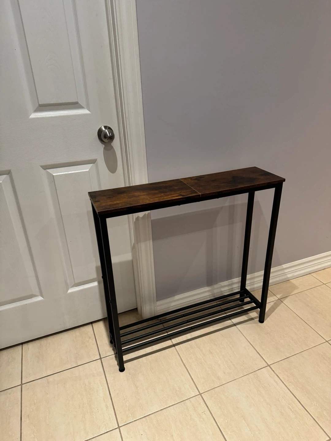 Rustic Wood Console Table with Metal Frame