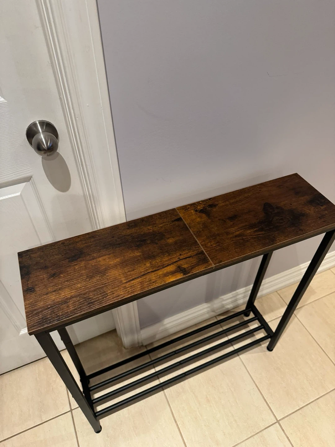 Rustic Wood Console Table with Metal Frame - photo 2