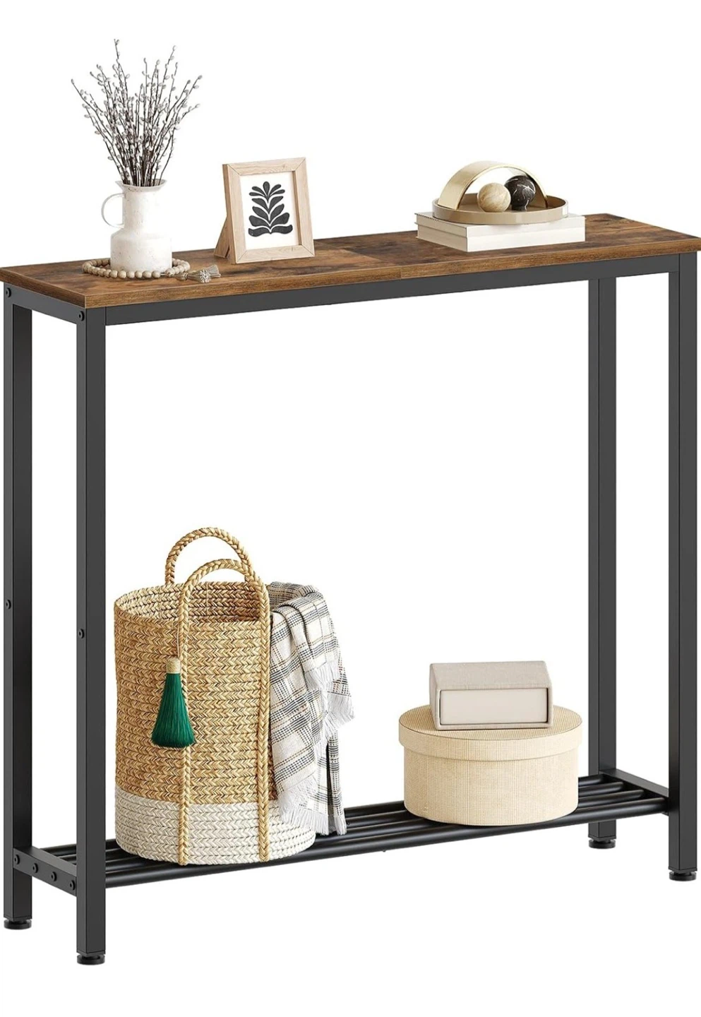 Rustic Wood Console Table with Metal Frame - photo 5