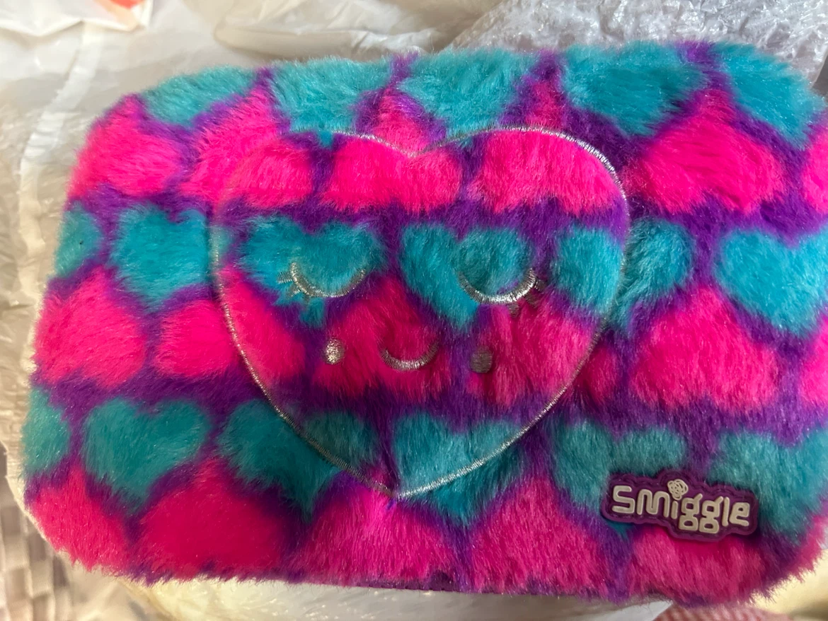 Smiggle Fuzzy Heart Pencil Case