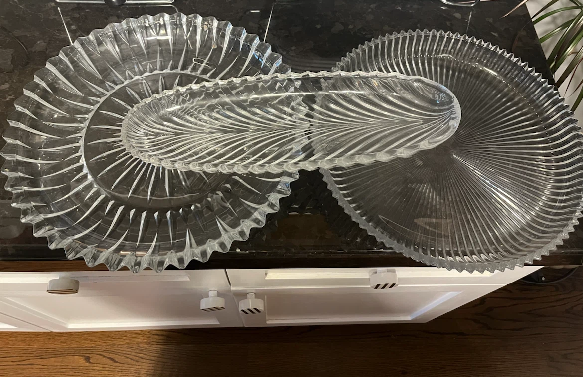 Glass Pedestal Compote Bowls and Serving Platter