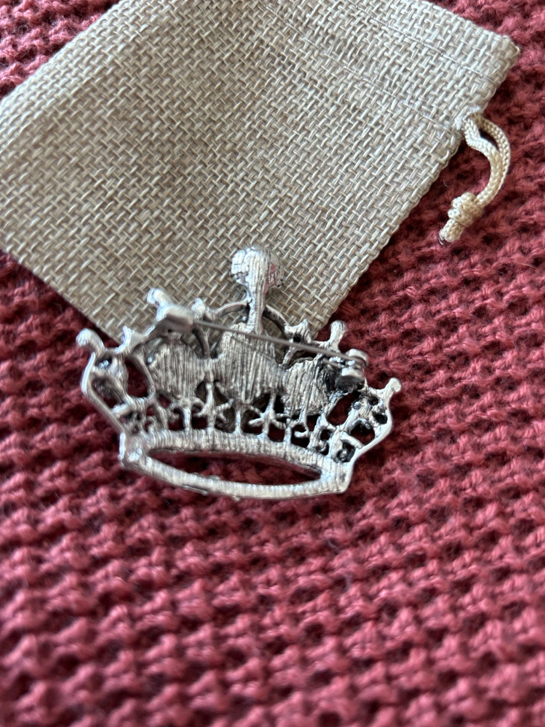 Crown Brooch with Purple and Pink Jewels - photo 2
