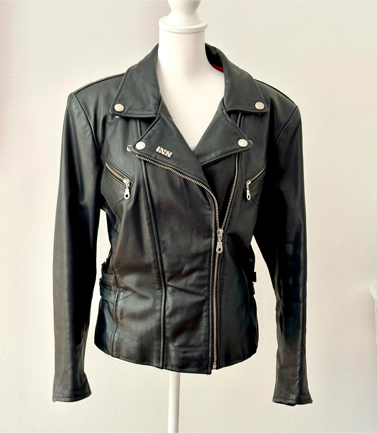 Vintage IXS Black Leather Motorcycle Jacket