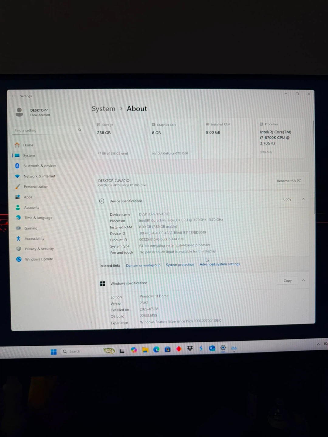 HP OMEN Prebuilt Gaming PC | i7-8700k + GTX 1080 8GB - photo 2