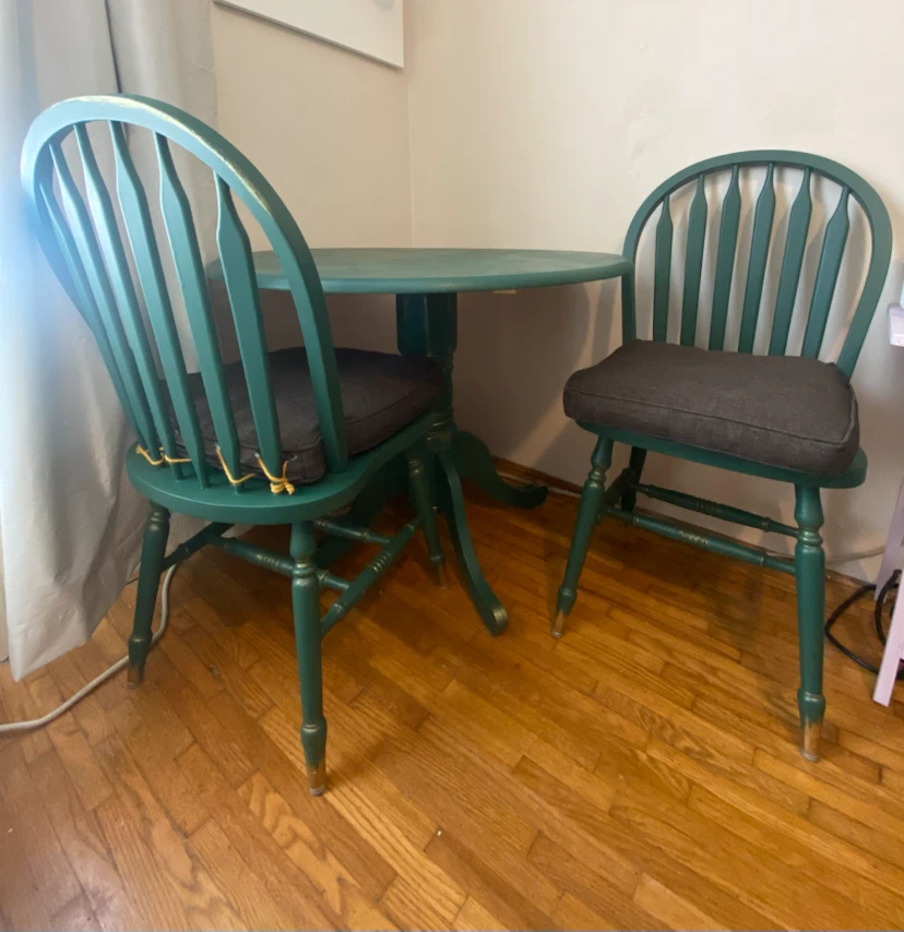 Whimsical Round Green Table and 2 Chairs