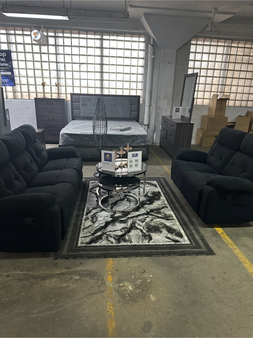 Dark Grey Reclining Loveseat Sofa and loveseat