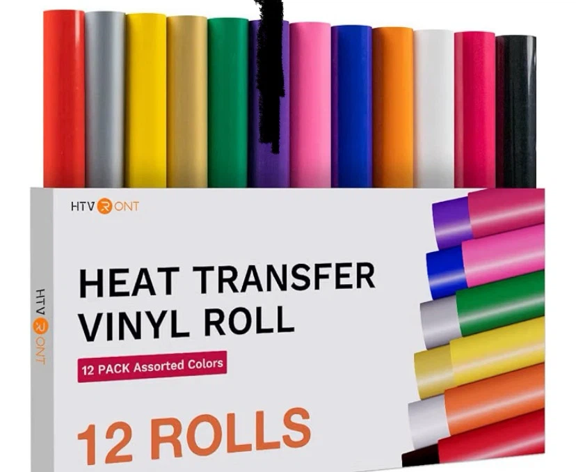 HTVONT Heat Transfer Vinyl Roll 12 Assorted Colors