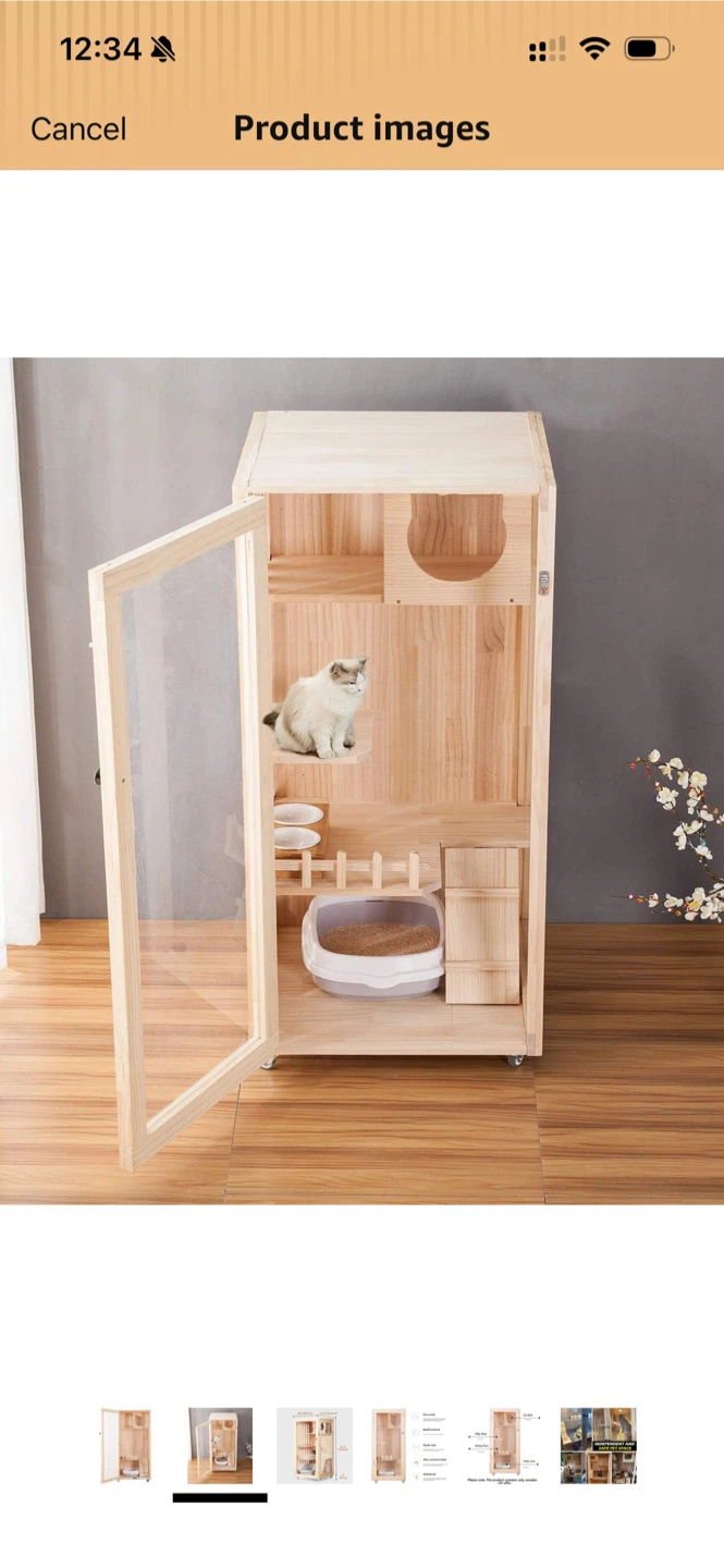 Wooden Cat Condo with Litter Box Enclosure