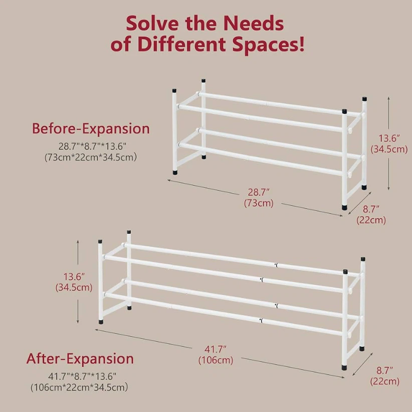 Expandable 2-Tier Shoe Rack Organizer
