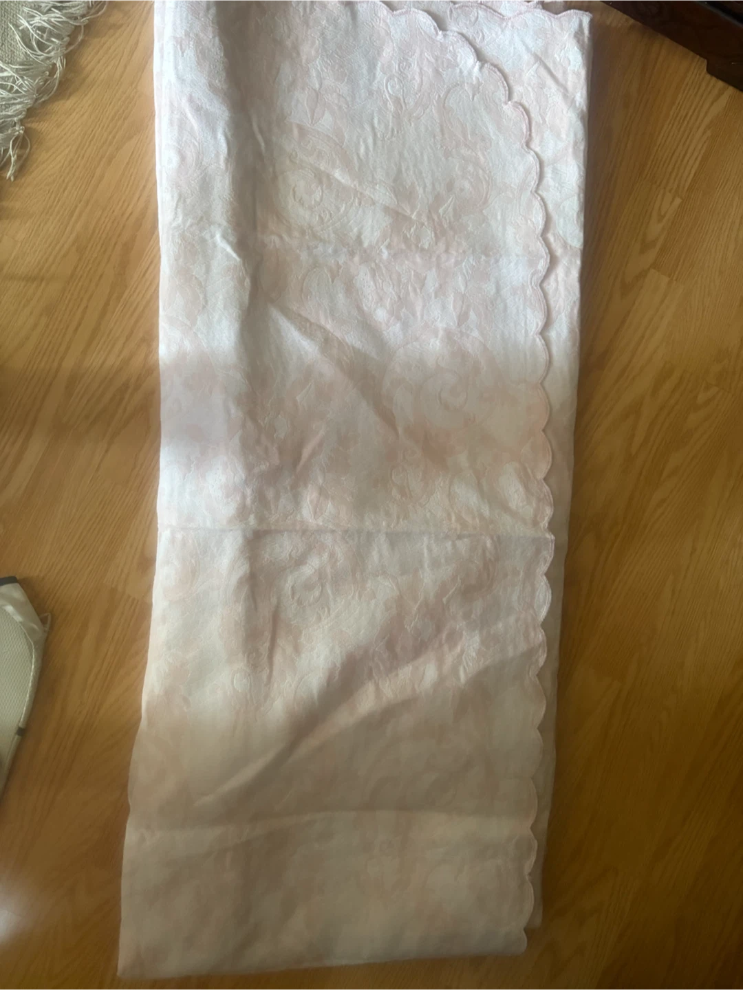 Pink Scalloped Edge Tablecloth