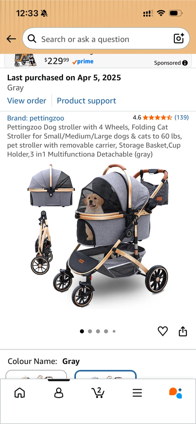 Pettingzoo Dog Stroller - Gray