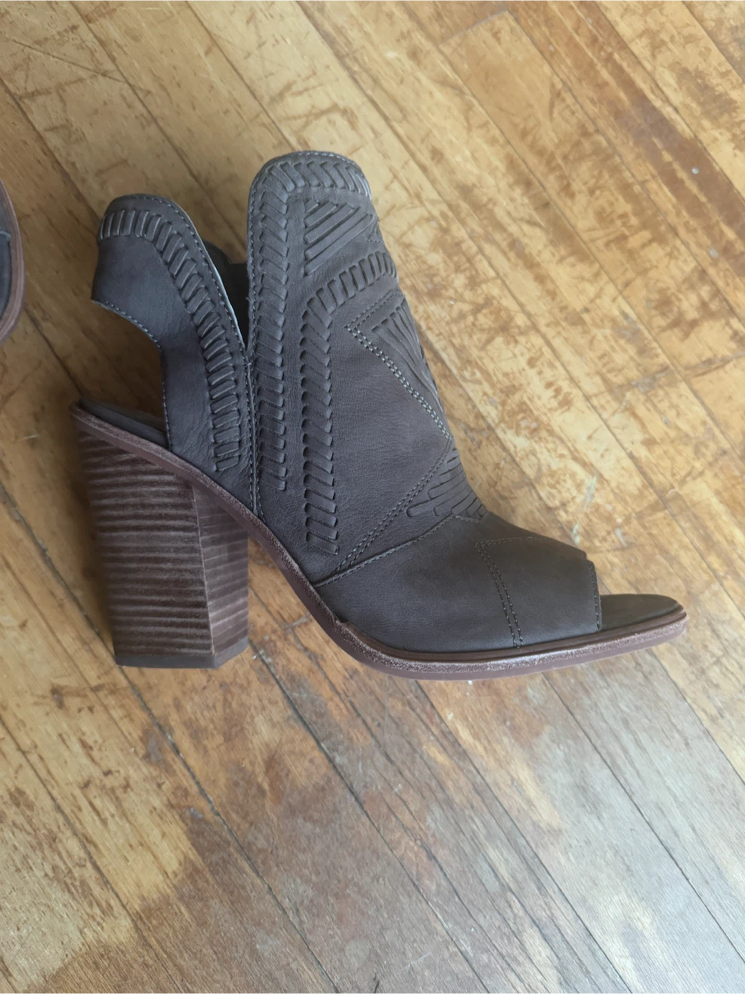 Vince Camuto Dark Grey Peep-Toe Booties - photo 2
