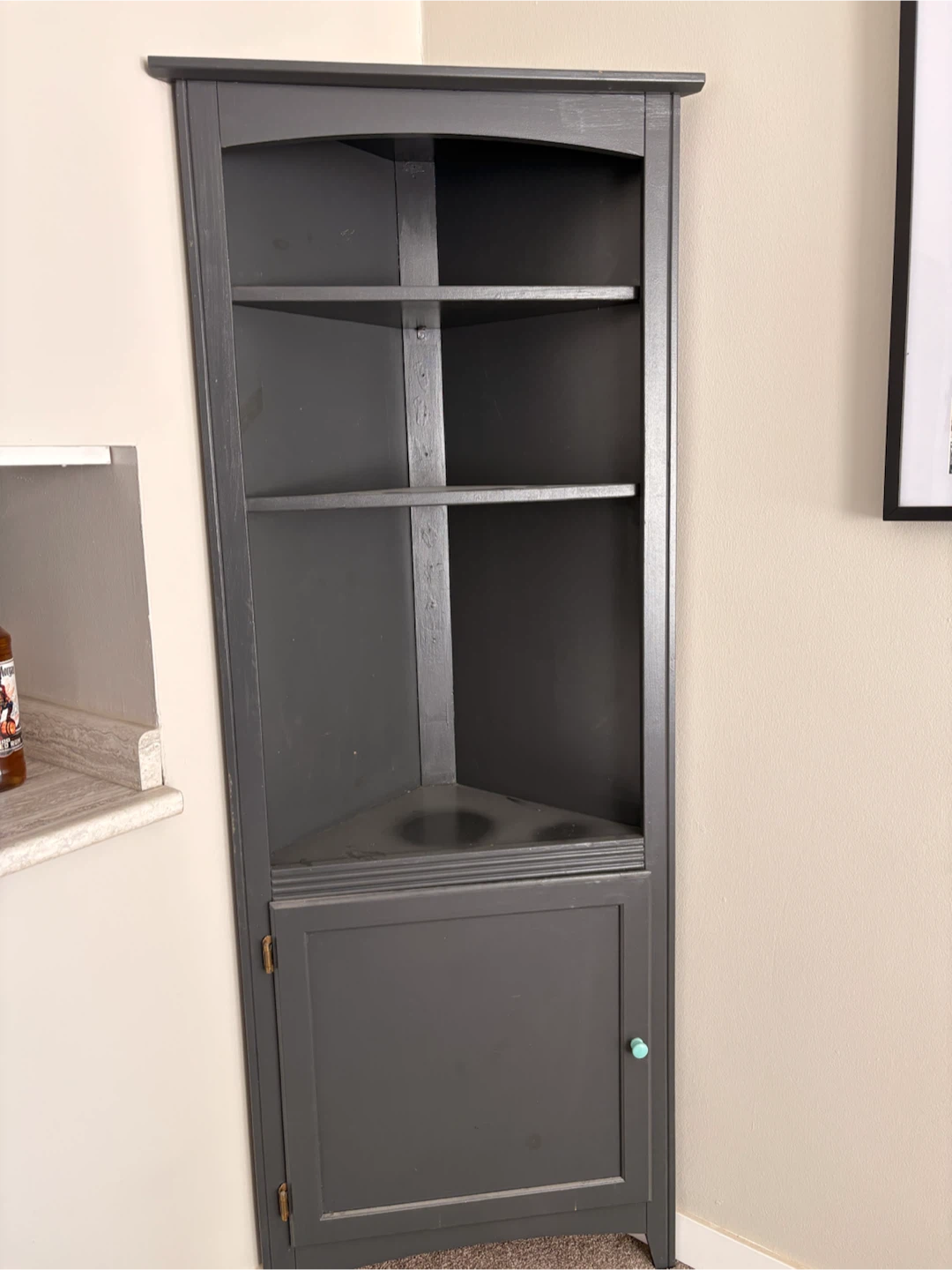 Dark Grey Corner Display Cabinet with Door