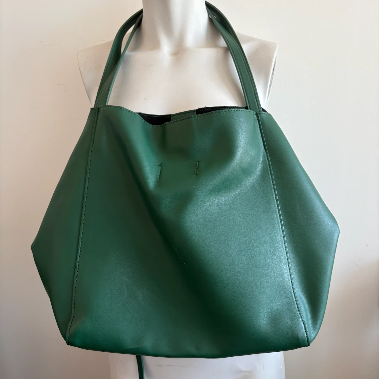Zara Green Faux Leather Tote Bag