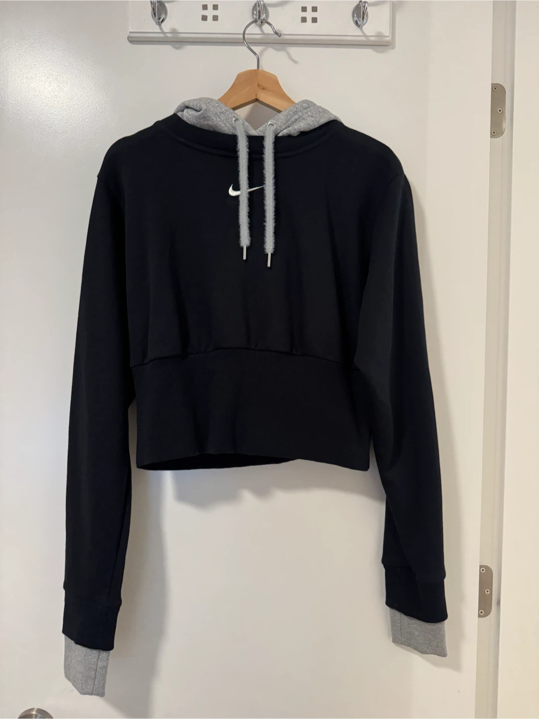 Nike Cropped Hoodie Black Grey Size S