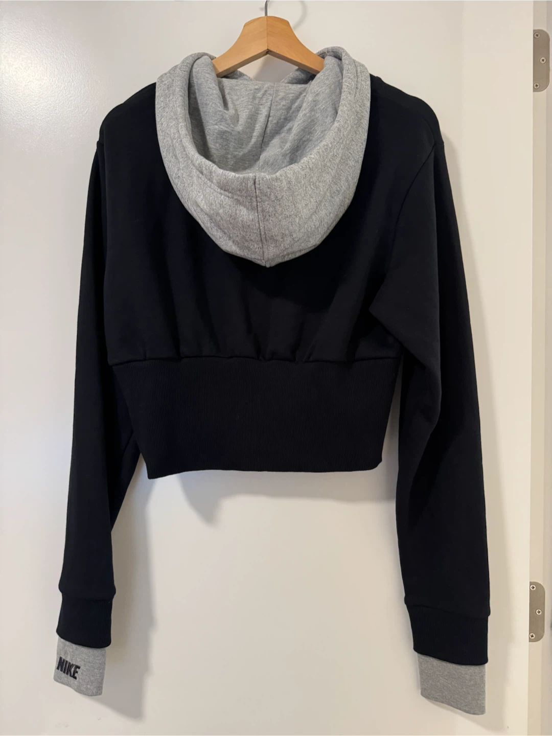 Nike Cropped Hoodie Black Grey Size S - photo 2