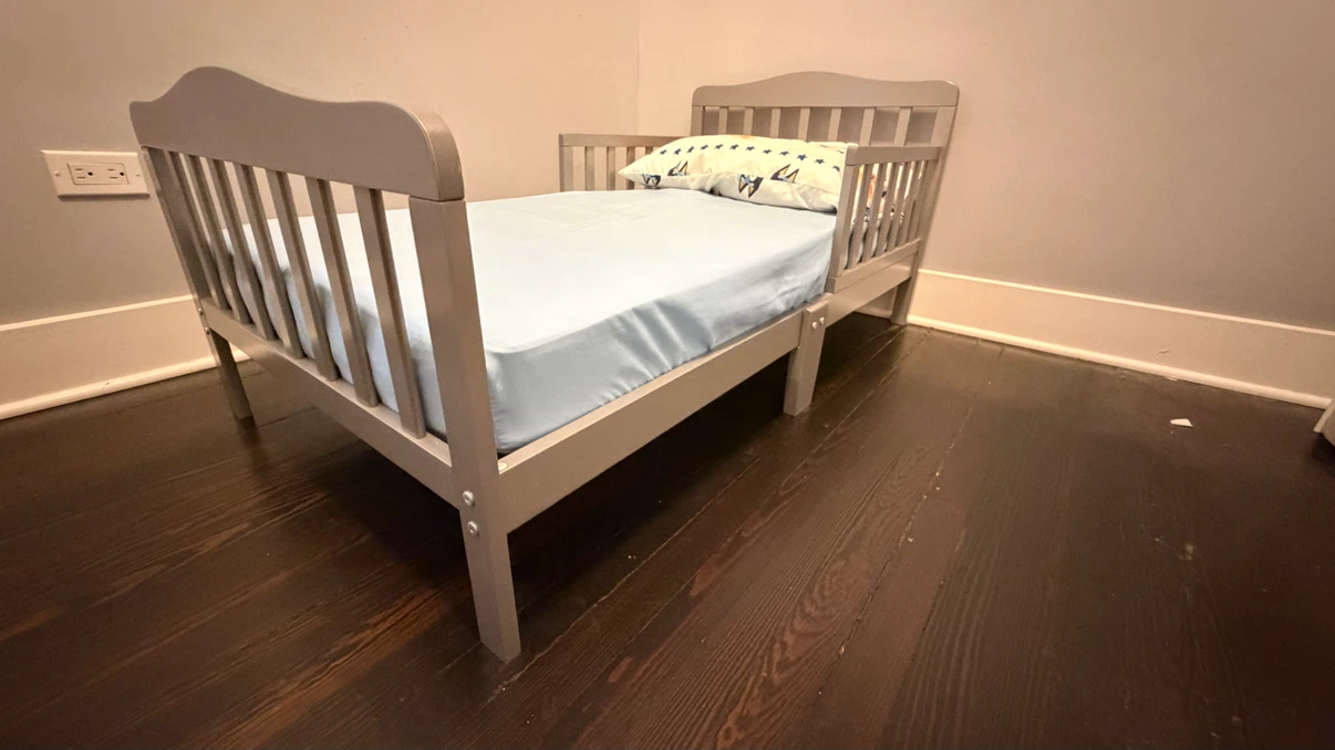 Gray Toddler Bed with Rails