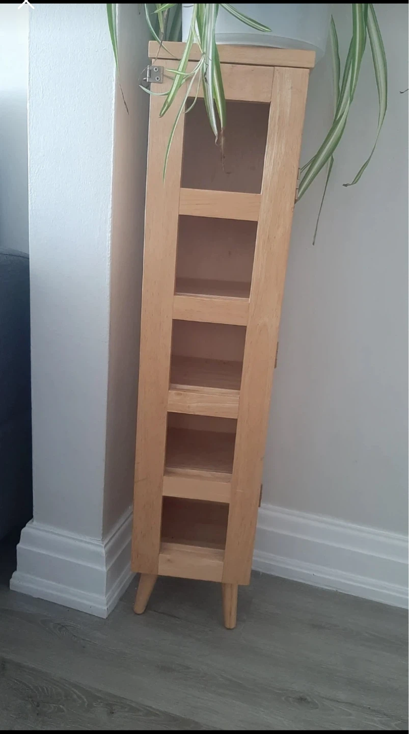 Wooden Narrow Cabinet with Shelves - photo 2