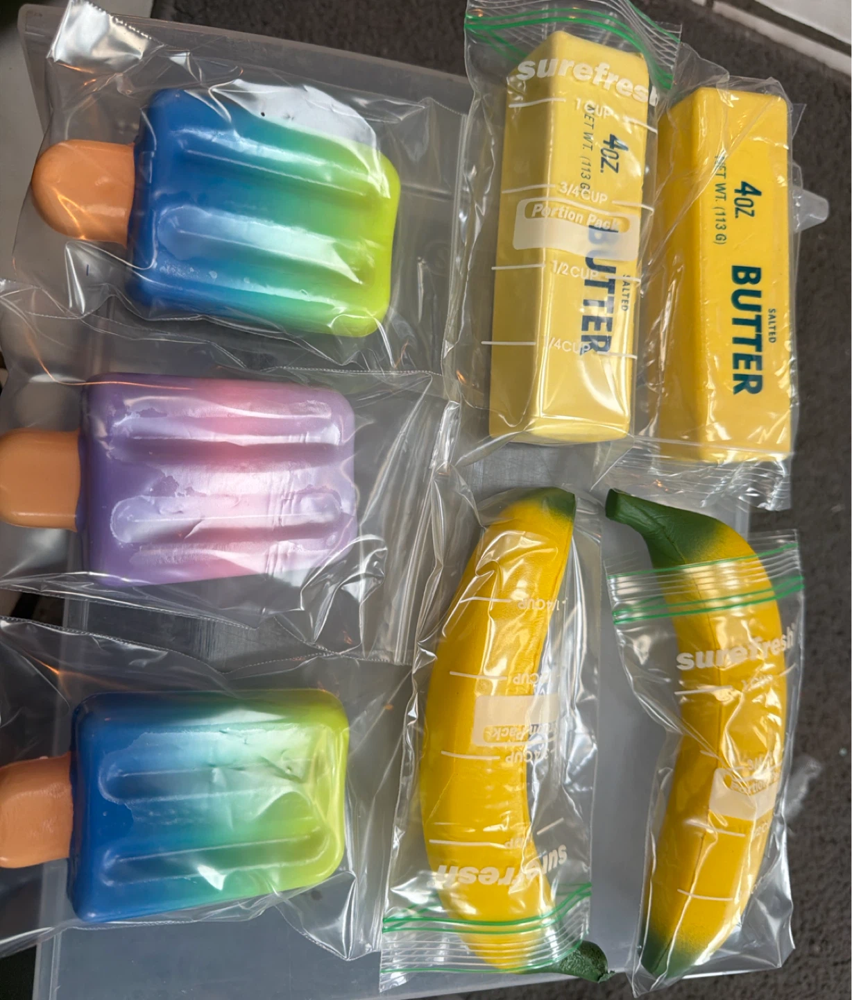 Butter Sticks ,Popsicle and Bananas squishies