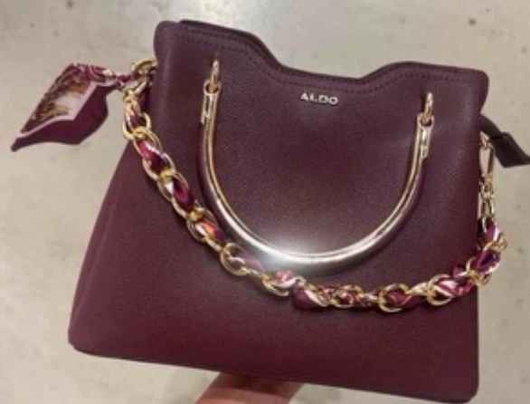 Aldo Burgundy Handbag with Scarf Detail