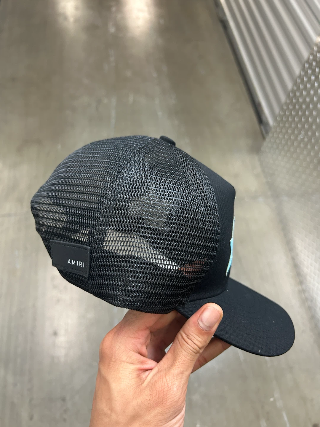 Amiri Black Trucker Hat with Blue Stars - photo 2