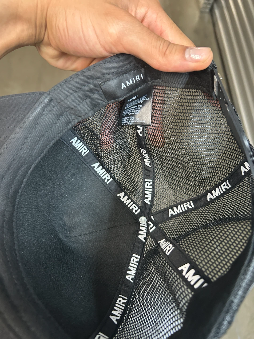 Amiri Black Trucker Hat with Blue Stars - photo 3