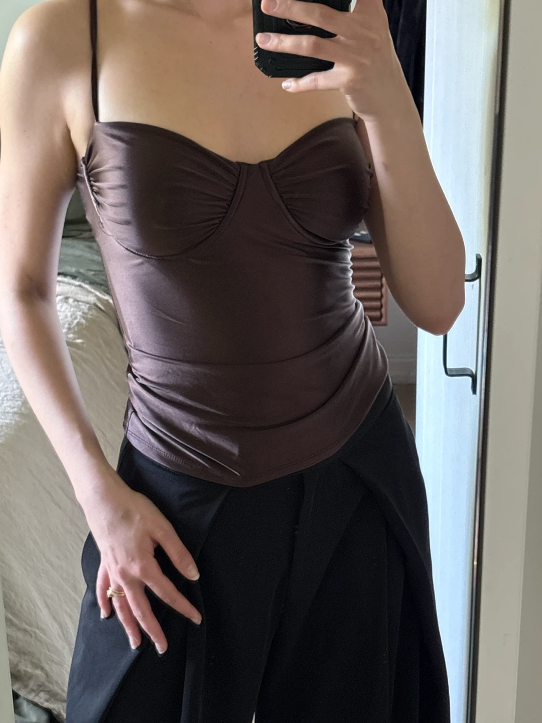 Brown Ruched Camisole Top - photo 2