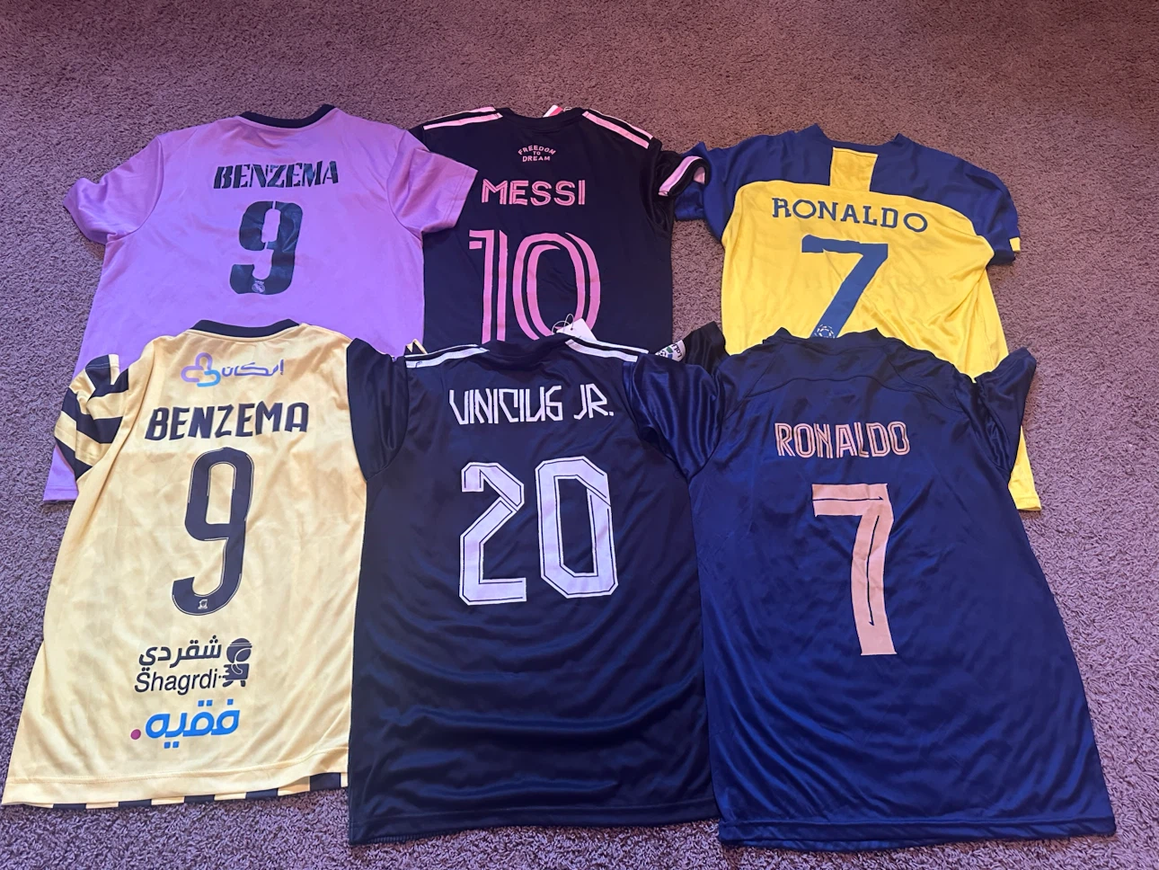 Soccer Jerseys - Benzema, Messi, Ronaldo, Vinicius Jr.