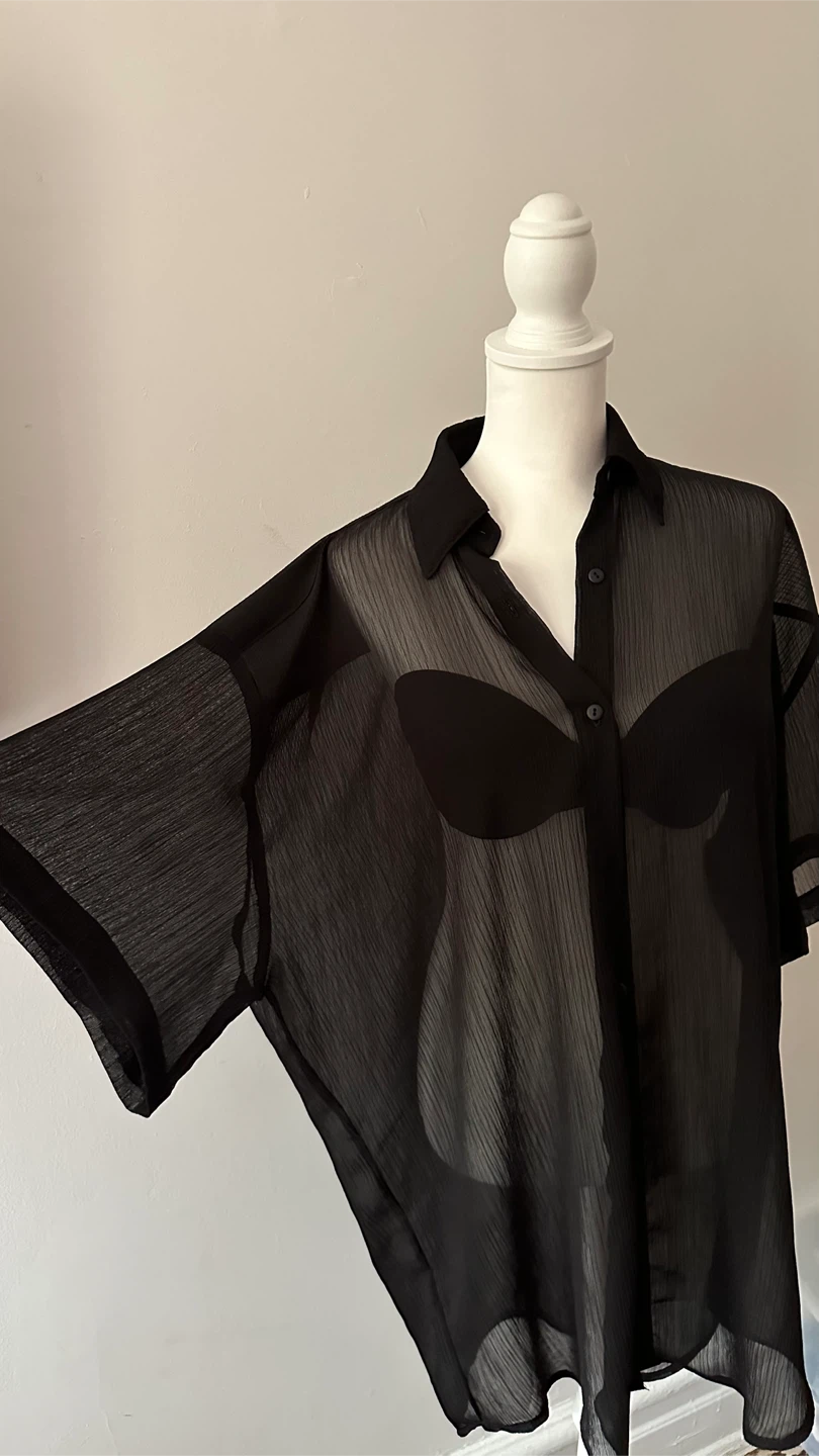 Loidi (Spain) black sheer Oversized Shirt M, L, XL
