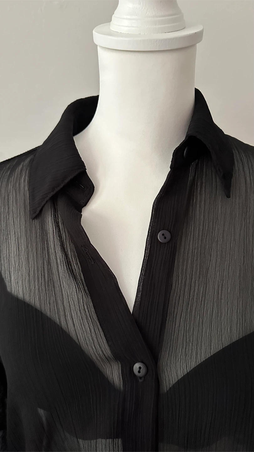 Loidi (Spain) black sheer Oversized Shirt M, L, XL - photo 2