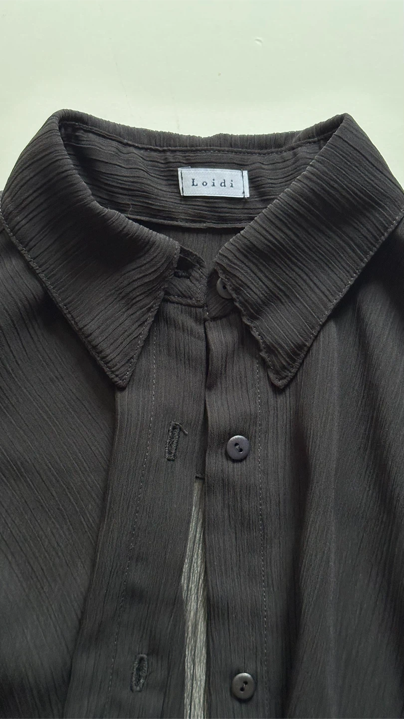 Loidi (Spain) black sheer Oversized Shirt M, L, XL - photo 5