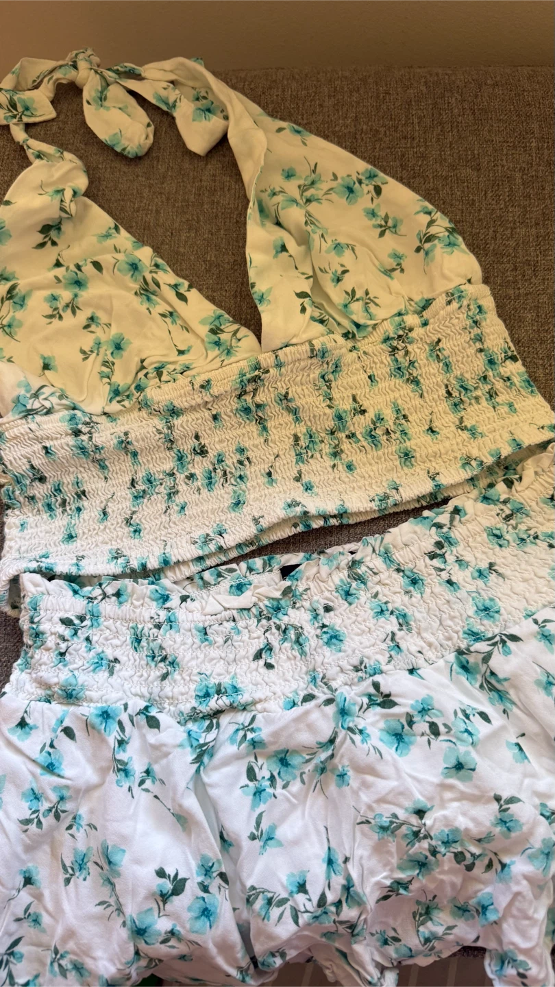 Streetwear Society Floral Smocked Top & Skirt Set