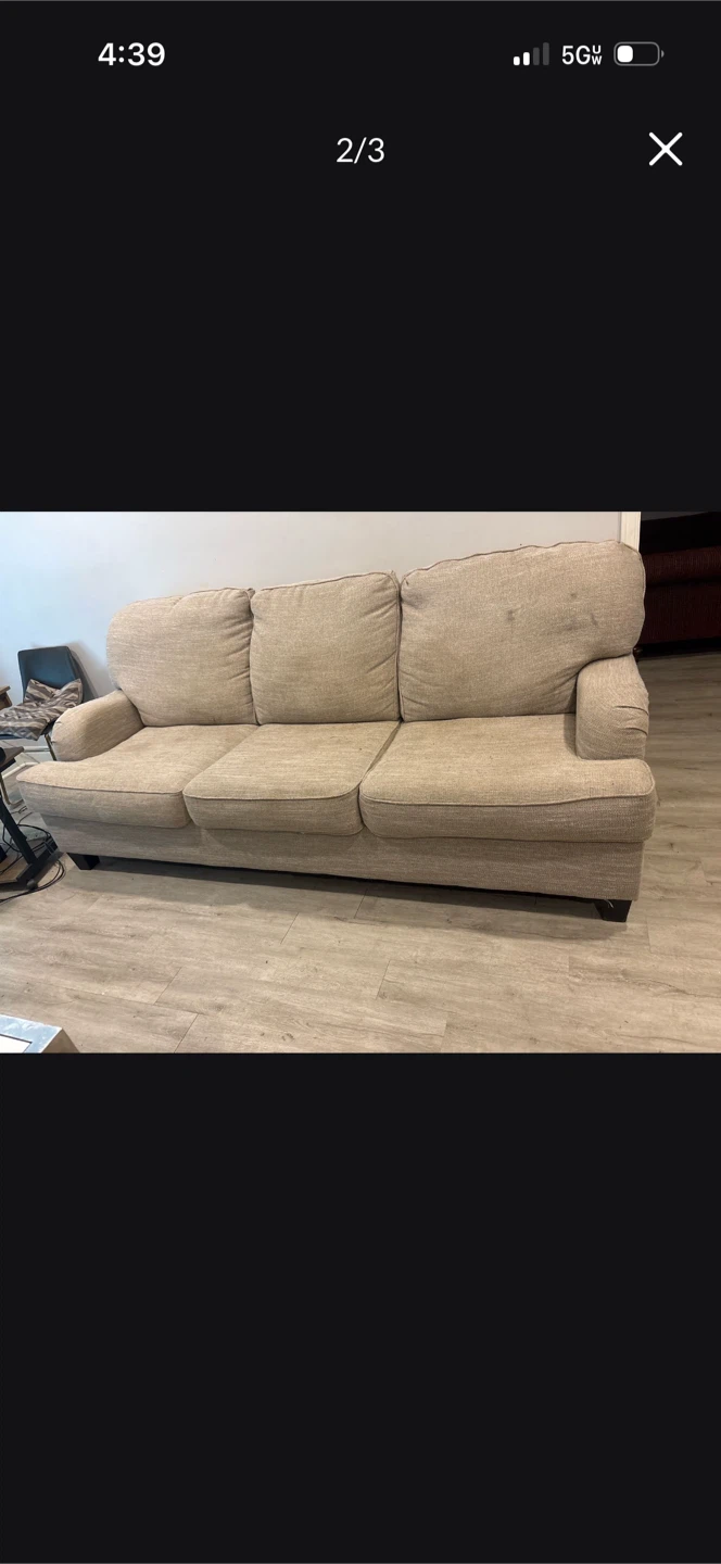 Light Beige 3-Seater Sofa