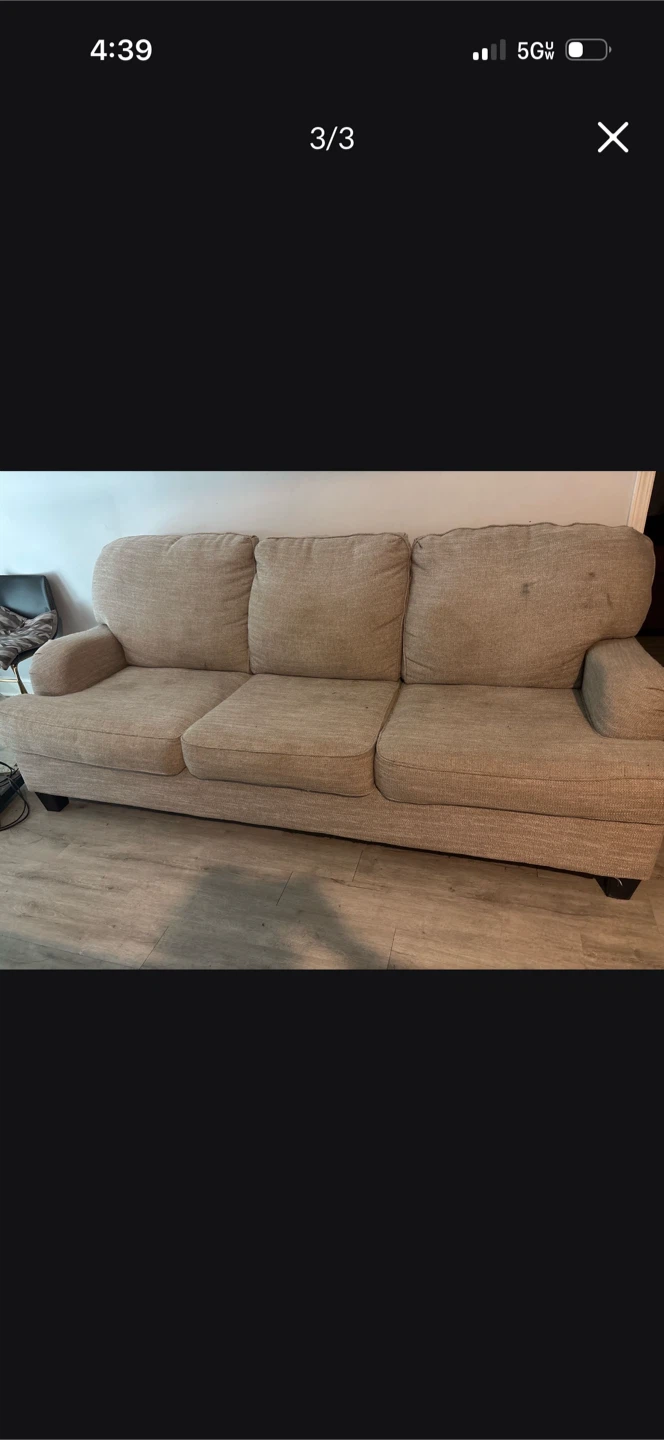 Light Beige 3-Seater Sofa - photo 2