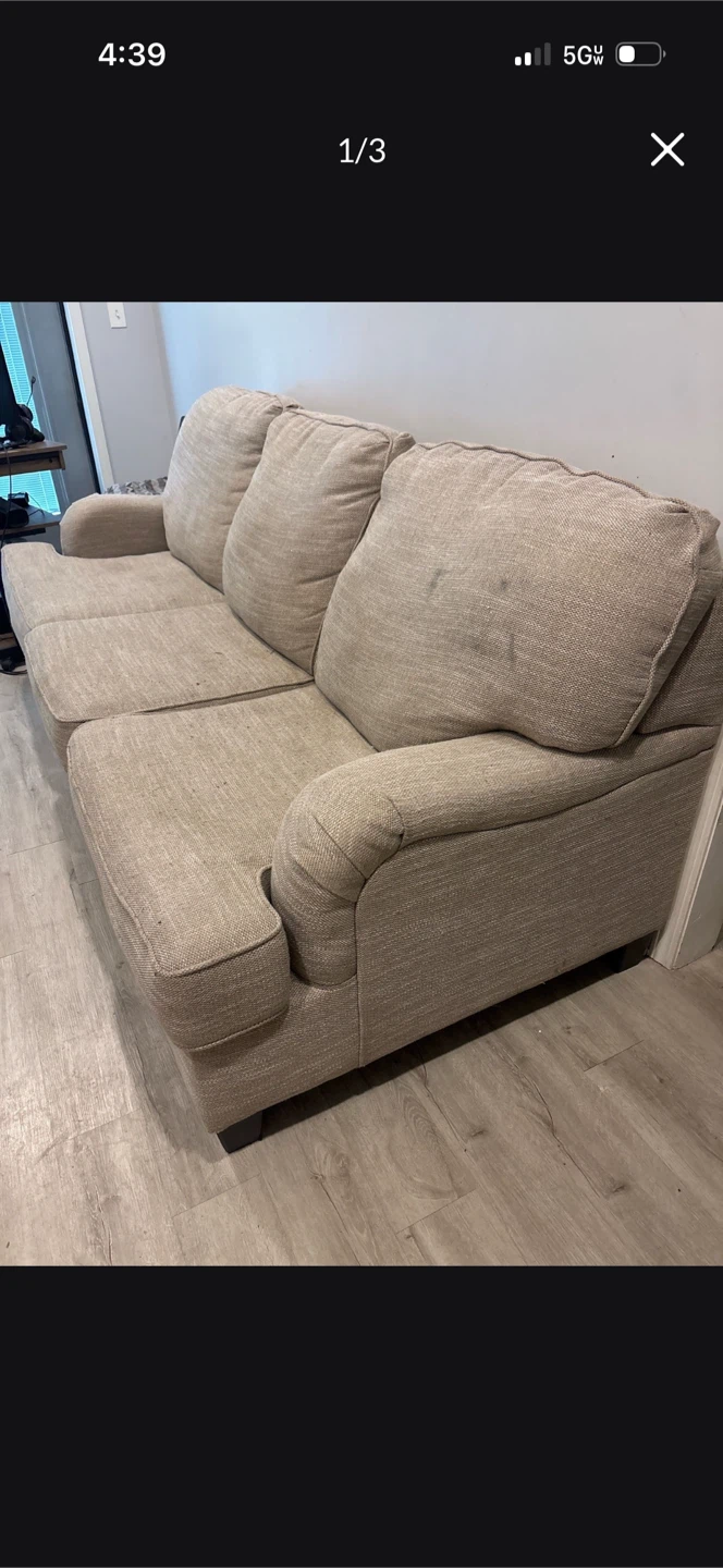 Light Beige 3-Seater Sofa - photo 3