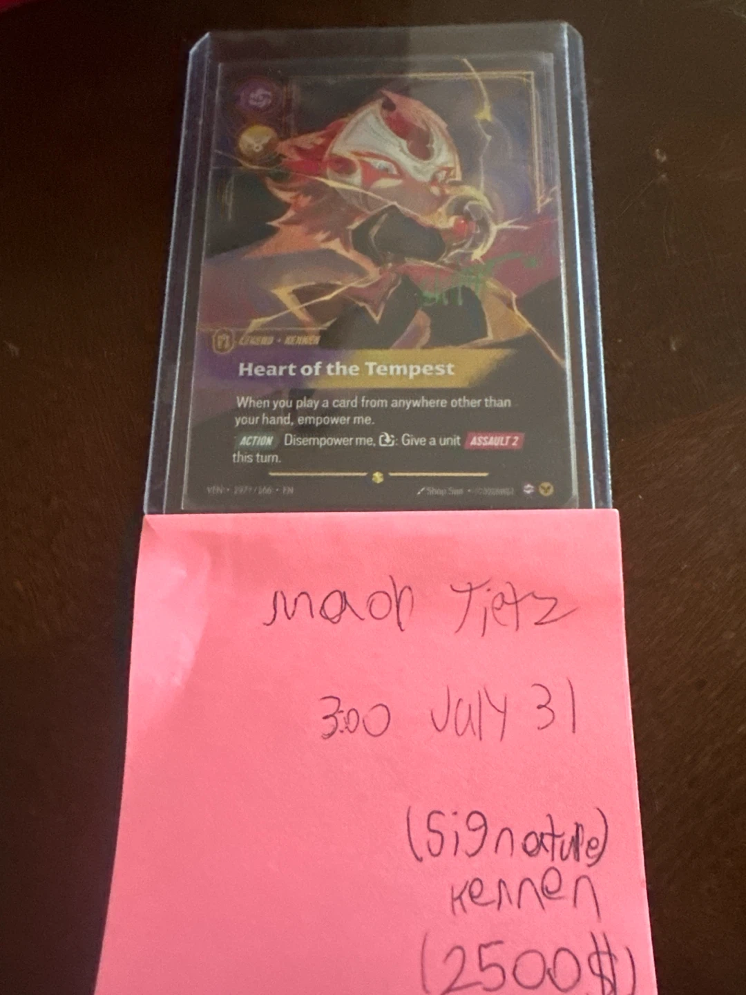 Heart of the Tempest signature over numbered kennen