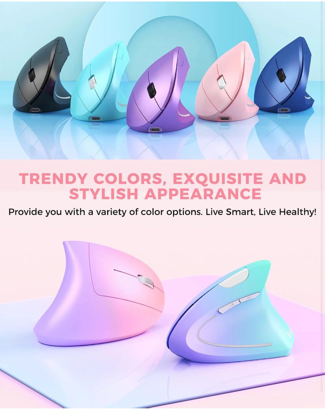 Pink Ergonomic Wireless Mouse, brand new - photo 4