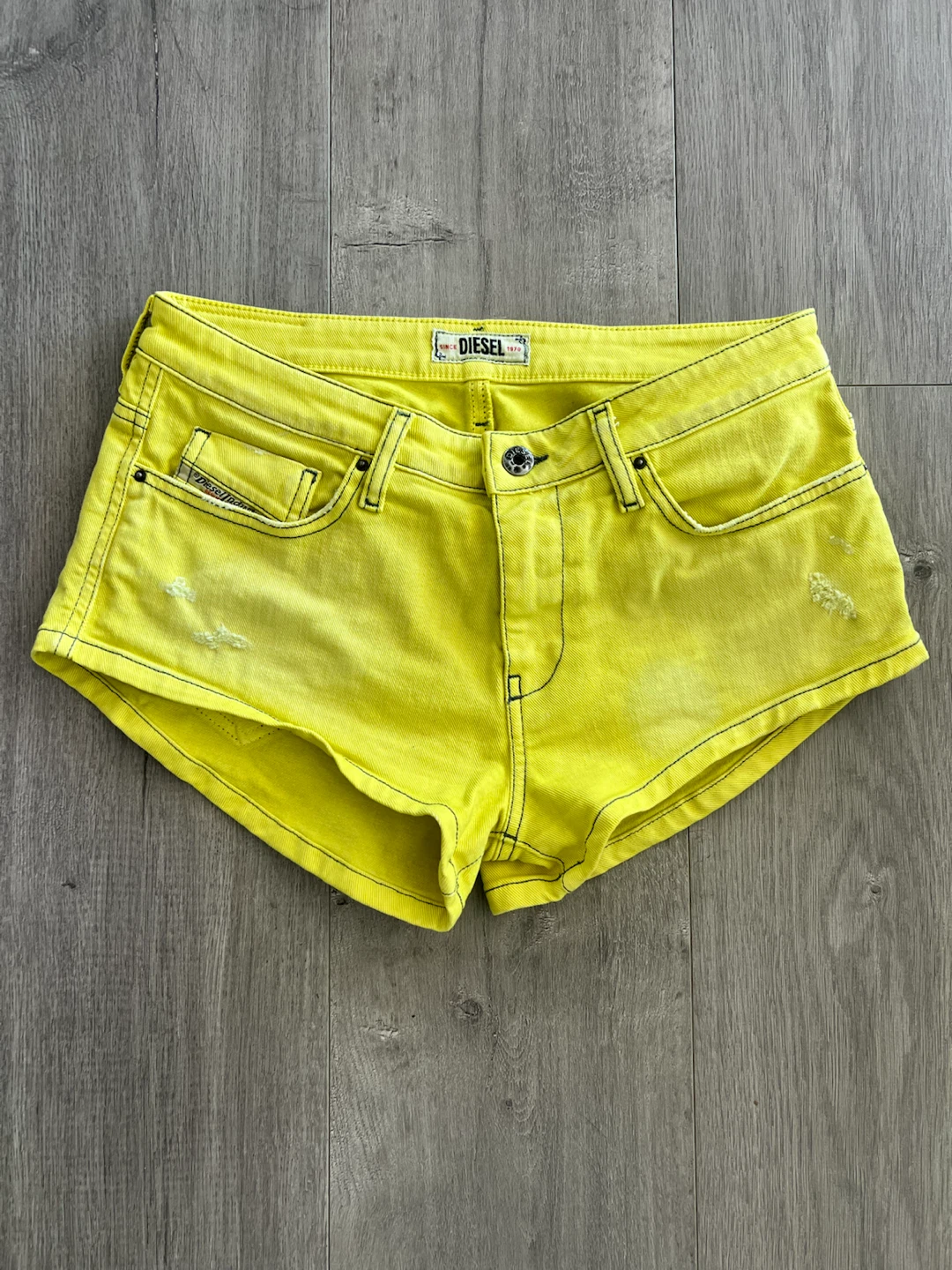 Diesel Women's Neon Yellow Denim Shorts 28 / small