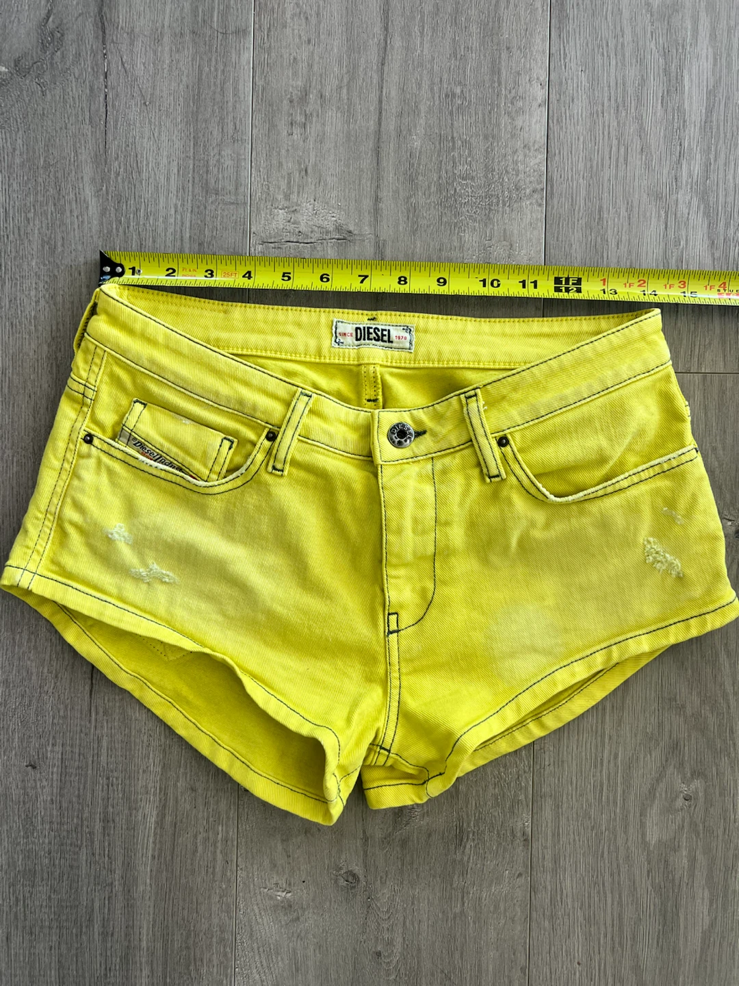 Diesel Women's Neon Yellow Denim Shorts 28 / small - photo 4
