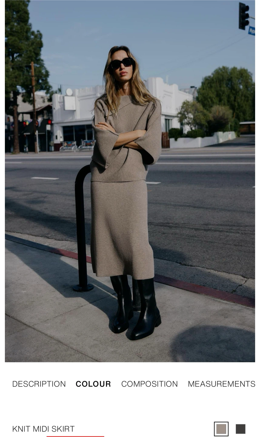 Zara Knit Midi Skirt - White - Size M