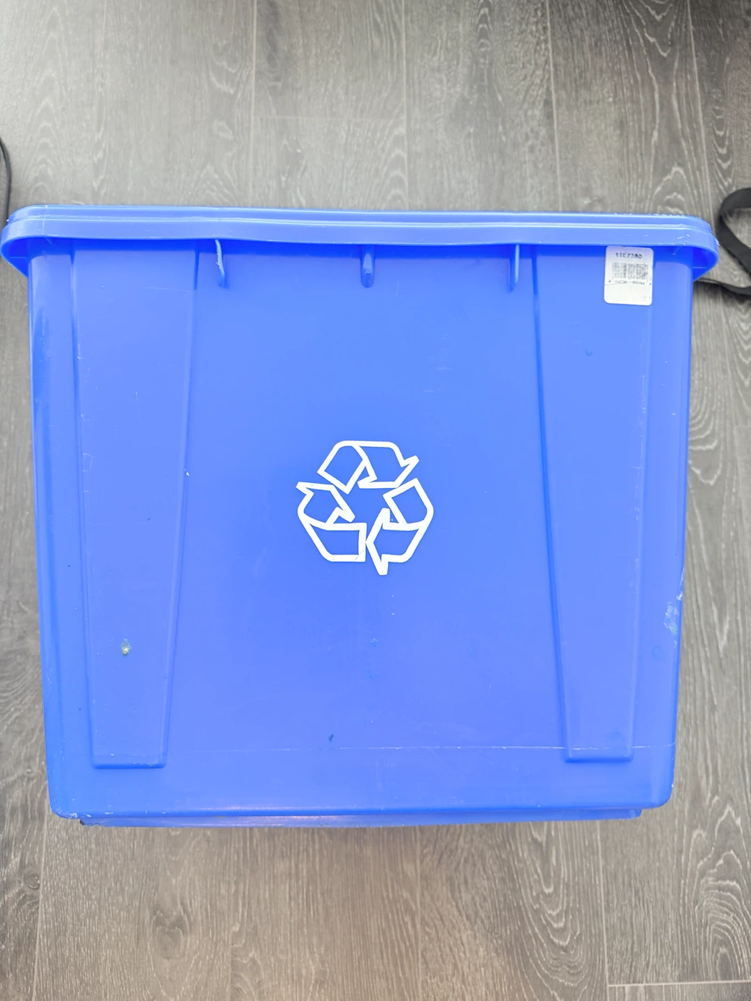 Blue Recycling Bin with Recycling Symbol