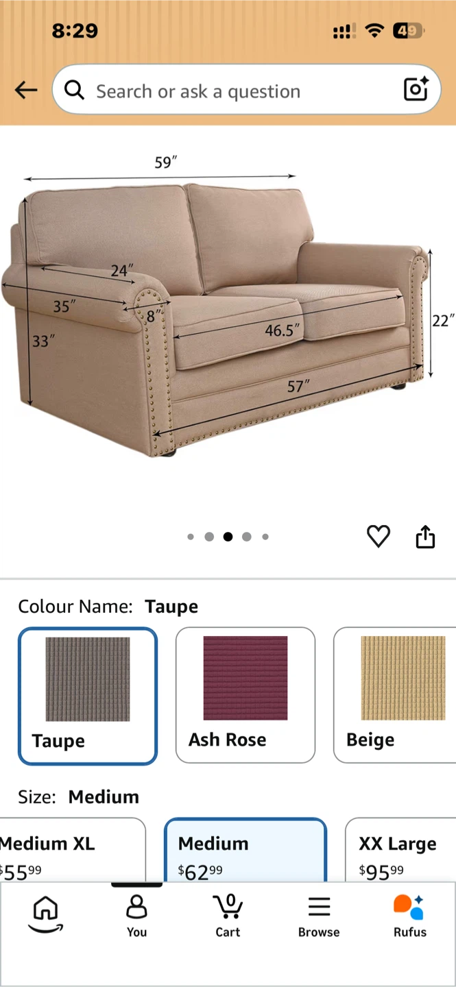 Taupe Sofa Cover - Medium Size - photo 3