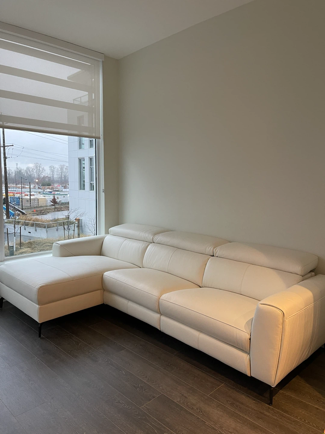 White Leather reclining Sofa