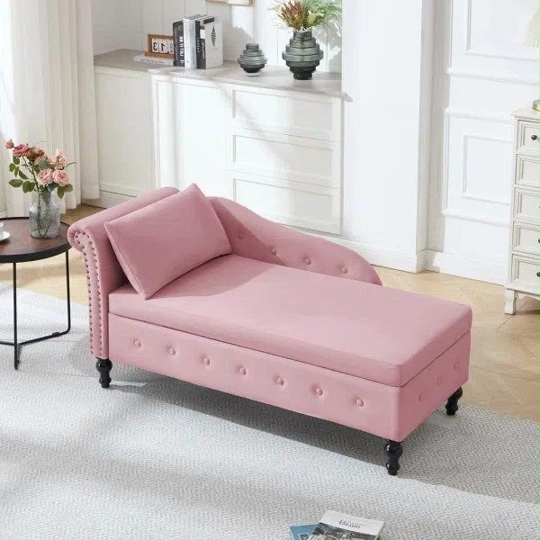 Pink Chaise Lounge with Storage