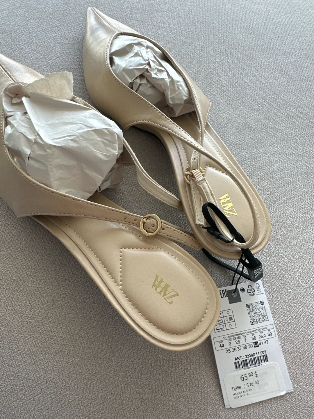 Zara Kitten Heel Slingback Shoes - Beige - photo 2