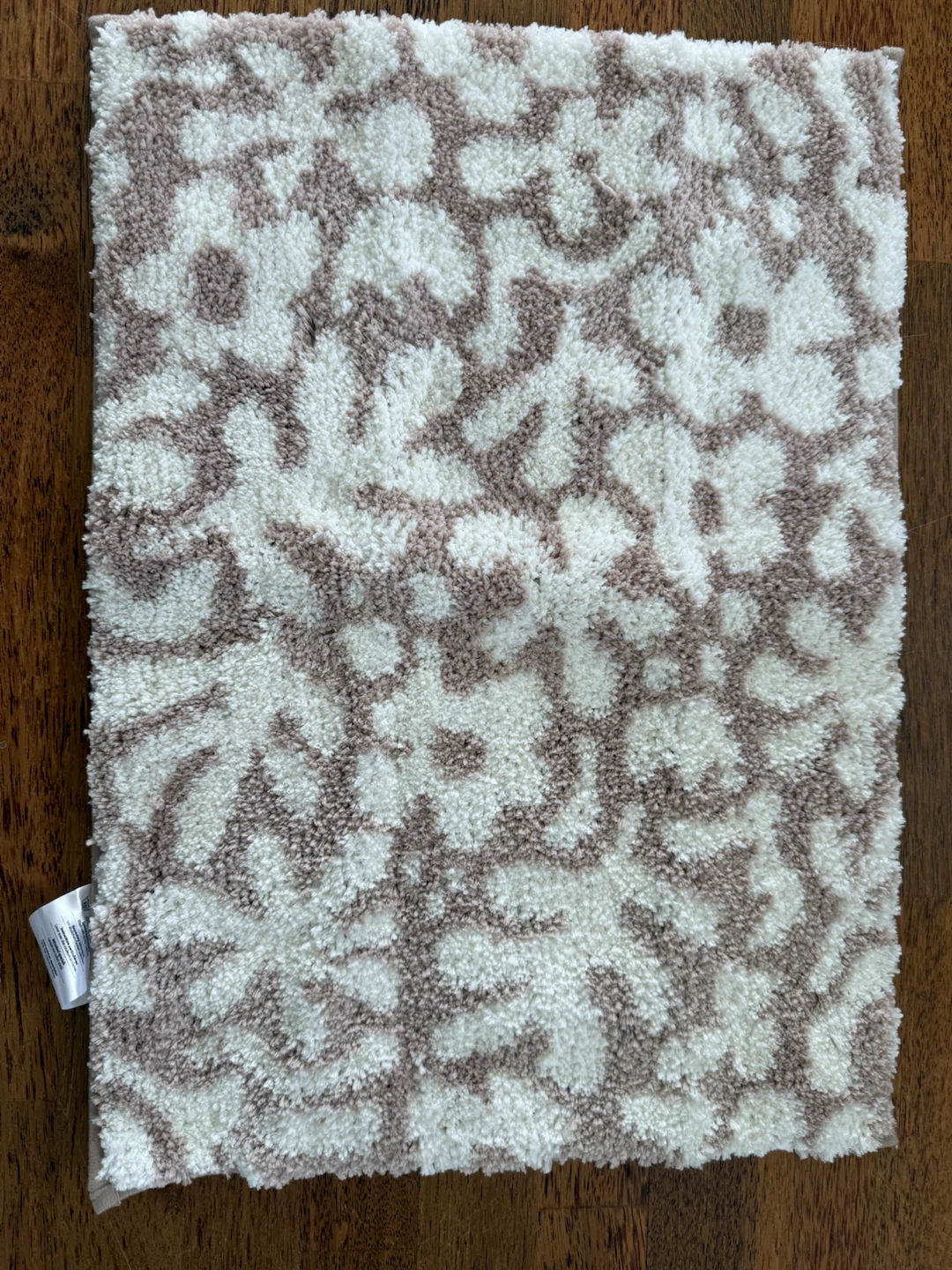 Plush Accent Rug - White/Brown/pink Floral Pattern