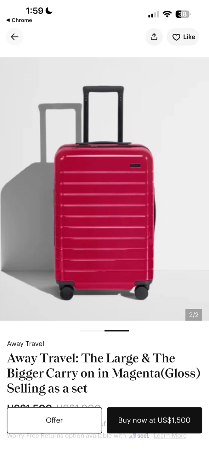 AWAY Luggage: The Bigger Carry On Magenta(Gloss) Limited Editon