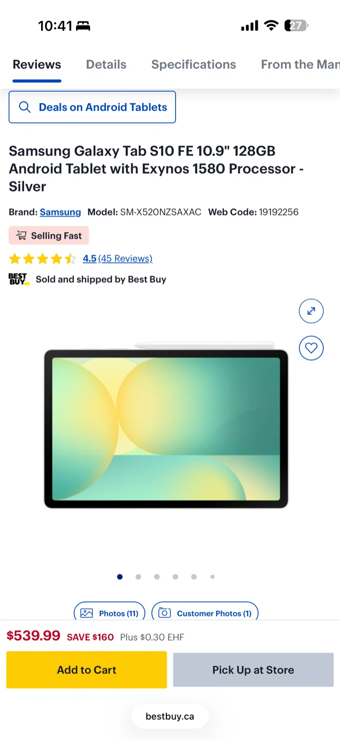 Samsung Galaxy Tab S10 FE 10.9" 128GB Silver