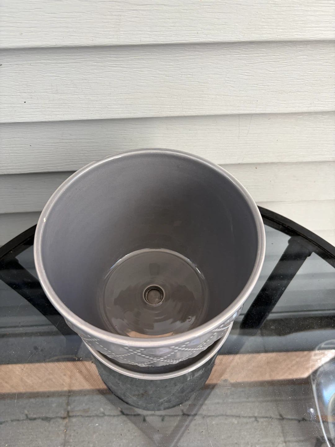 Grey Decorative Planter Pot with Saucer - photo 2